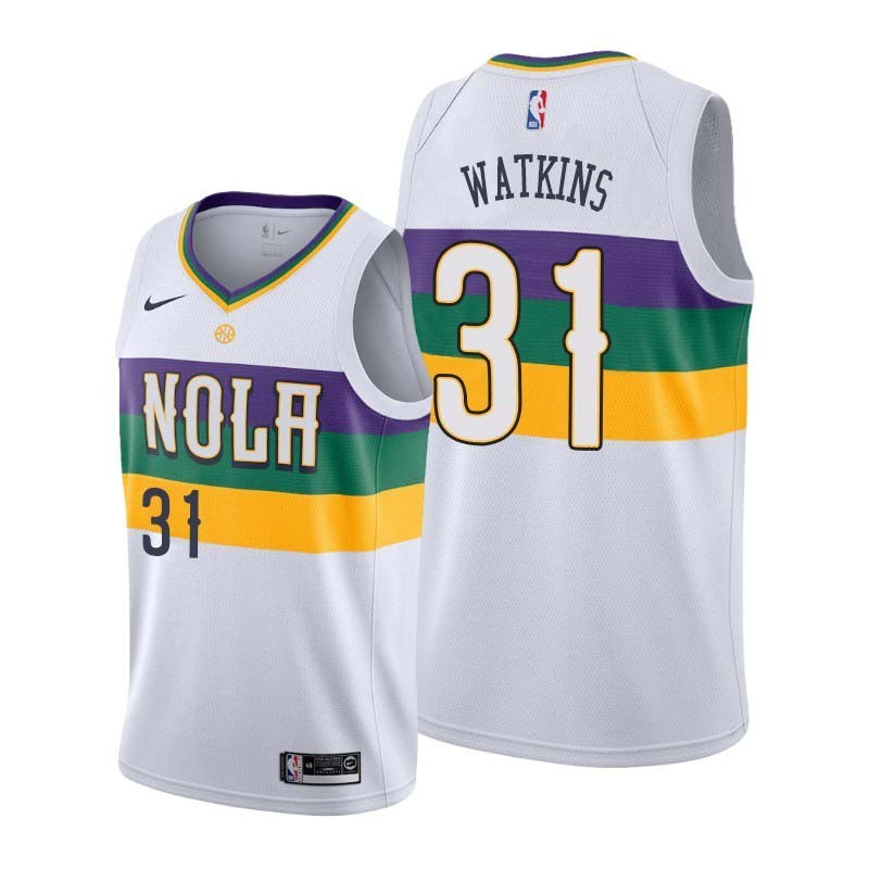 2019-20City Darryl Watkins Pelicans #31 Twill Basketball Jersey FREE SHIPPING