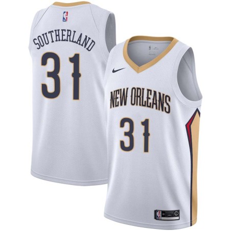 White James Southerland Pelicans #31 Twill Basketball Jersey FREE SHIPPING