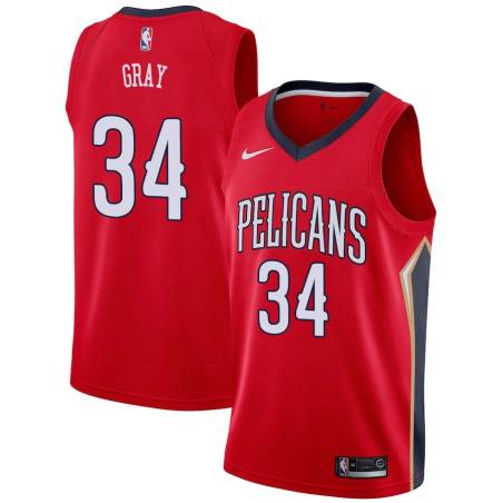 Red Aaron Gray Pelicans #34 Twill Basketball Jersey FREE SHIPPING