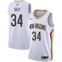 White Aaron Gray Pelicans #34 Twill Basketball Jersey FREE SHIPPING