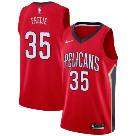 Red Matt Freije Pelicans #35 Twill Basketball Jersey FREE SHIPPING