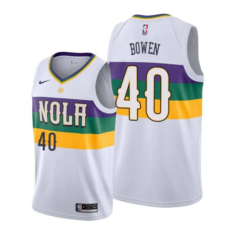 2019-20City Ryan Bowen Pelicans #40 Twill Basketball Jersey FREE SHIPPING