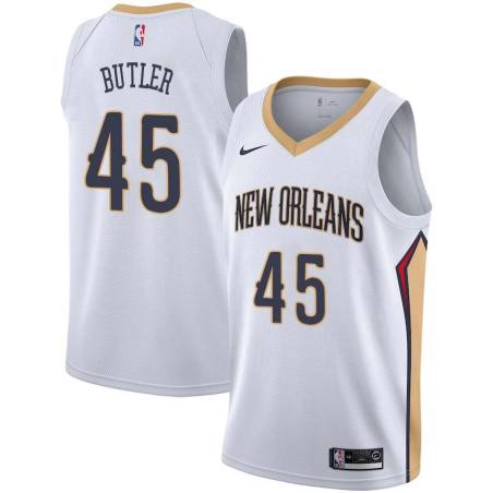 White Rasual Butler Pelicans #45 Twill Basketball Jersey FREE SHIPPING