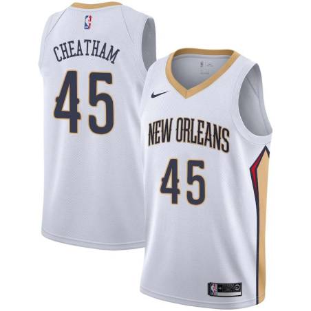 White Zylan Cheatham Pelicans #45 Twill Basketball Jersey FREE SHIPPING