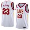 White Bruce Flowers Twill Basketball Jersey -Cavaliers #23 Flowers Twill Jerseys, FREE SHIPPING