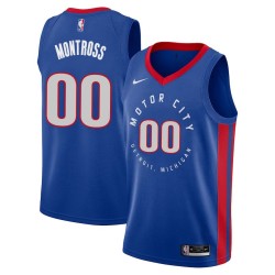 2020-21City Eric Montross Pistons #00 Twill Basketball Jersey FREE SHIPPING