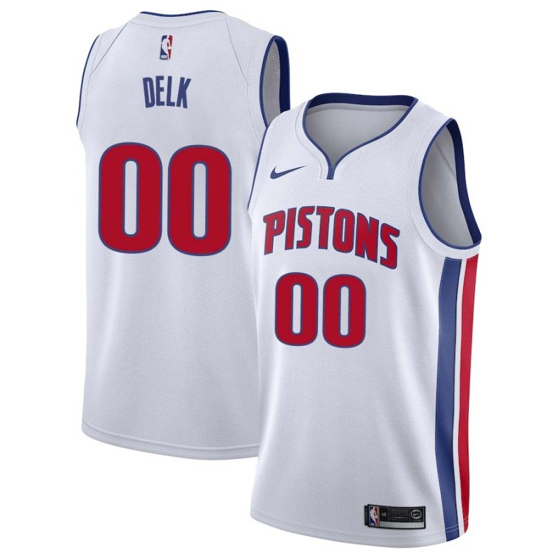 White Tony Delk Pistons #00 Twill Basketball Jersey FREE SHIPPING