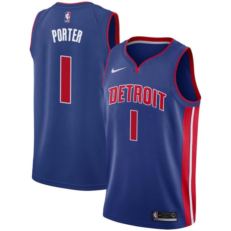 Blue Kevin Porter Pistons #1 Twill Basketball Jersey FREE SHIPPING