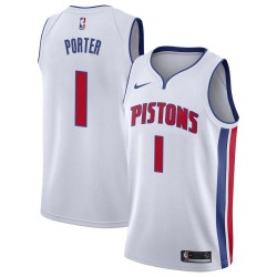 White Kevin Porter Pistons #1 Twill Basketball Jersey FREE SHIPPING