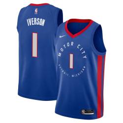 2020-21City Allen Iverson Pistons #1 Twill Basketball Jersey FREE SHIPPING