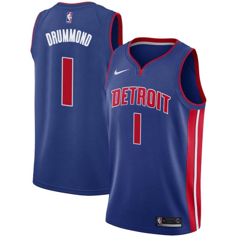 Blue Andre Drummond Pistons #1 Twill Basketball Jersey FREE SHIPPING