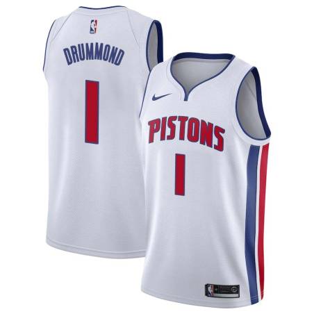 White Andre Drummond Pistons #1 Twill Basketball Jersey FREE SHIPPING