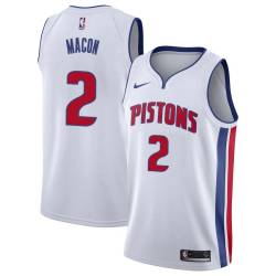 White Mark Macon Pistons #2 Twill Basketball Jersey FREE SHIPPING