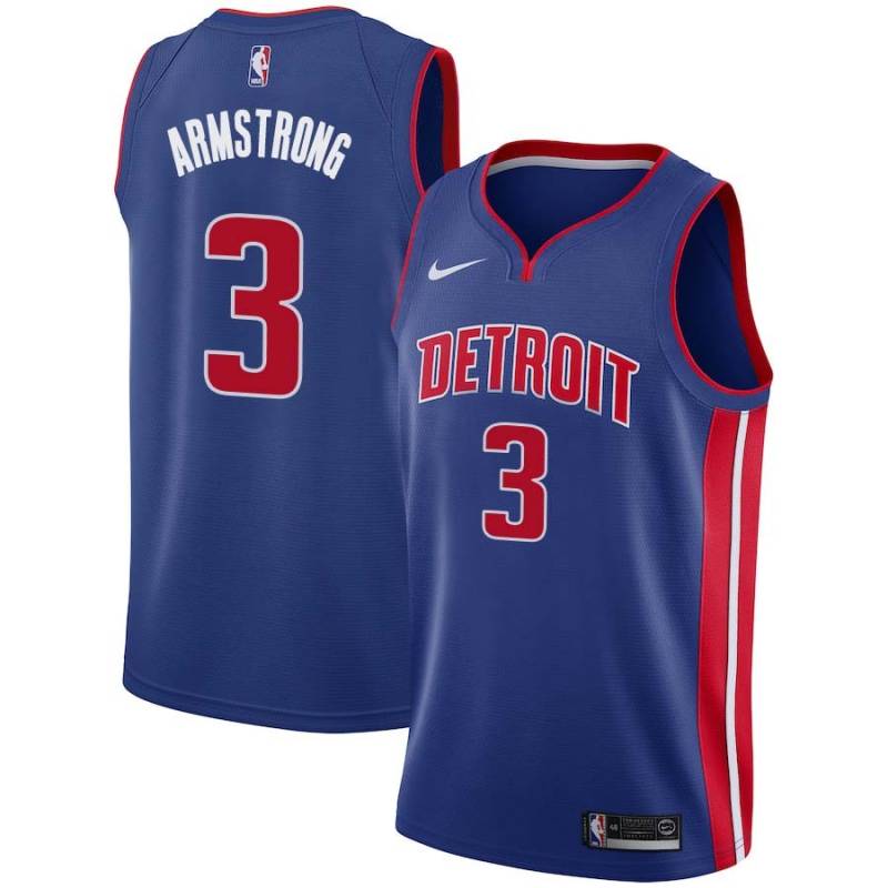 Blue Curly Armstrong Pistons #3 Twill Basketball Jersey FREE SHIPPING