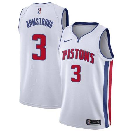 White Curly Armstrong Pistons #3 Twill Basketball Jersey FREE SHIPPING