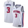 White Stan Kimbrough Pistons #3 Twill Basketball Jersey FREE SHIPPING