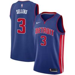Blue Brad Sellers Pistons #3 Twill Basketball Jersey FREE SHIPPING