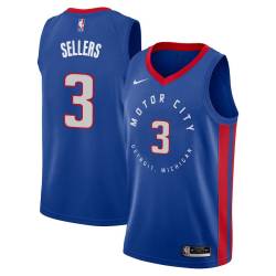 2020-21City Brad Sellers Pistons #3 Twill Basketball Jersey FREE SHIPPING