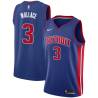 Blue Ben Wallace Pistons #3 Twill Basketball Jersey FREE SHIPPING