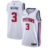 White Shawne Williams Pistons #3 Twill Basketball Jersey FREE SHIPPING