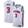 White Stanley Johnson Pistons #3 Twill Basketball Jersey FREE SHIPPING