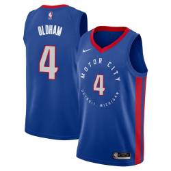 2020-21City John Oldham Pistons #4 Twill Basketball Jersey FREE SHIPPING