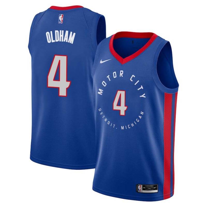 2020-21City John Oldham Pistons #4 Twill Basketball Jersey FREE SHIPPING