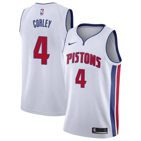 White Ray Corley Pistons #4 Twill Basketball Jersey FREE SHIPPING