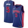 Blue Ralph Johnson Pistons #5 Twill Basketball Jersey FREE SHIPPING