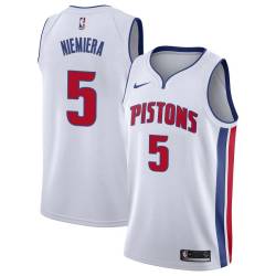 White Richie Niemiera Pistons #5 Twill Basketball Jersey FREE SHIPPING