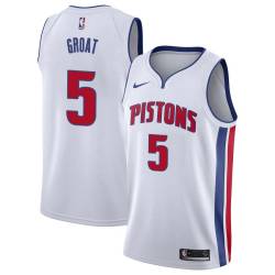 White Dick Groat Pistons #5 Twill Basketball Jersey FREE SHIPPING