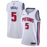 White Zeke Sinicola Pistons #5 Twill Basketball Jersey FREE SHIPPING