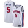 White Paul Walther Pistons #5 Twill Basketball Jersey FREE SHIPPING