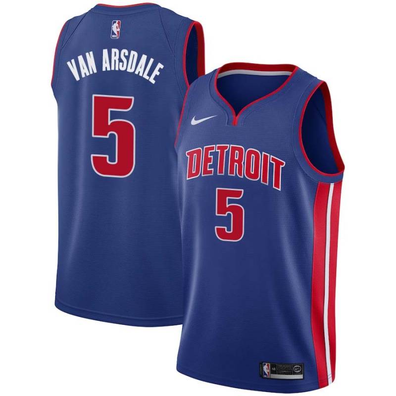 Blue Tom Van Arsdale Pistons #5 Twill Basketball Jersey FREE SHIPPING