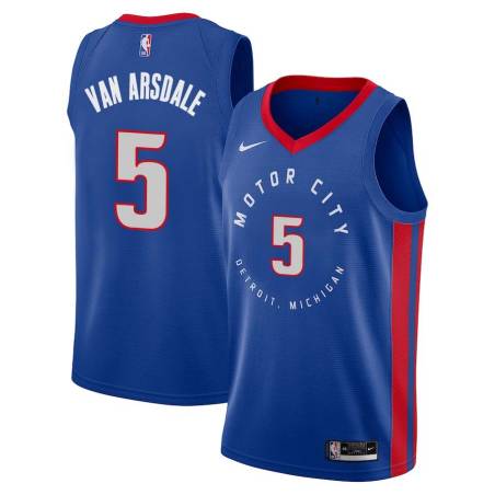 2020-21City Tom Van Arsdale Pistons #5 Twill Basketball Jersey FREE SHIPPING