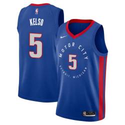 2020-21City Ben Kelso Pistons #5 Twill Basketball Jersey FREE SHIPPING