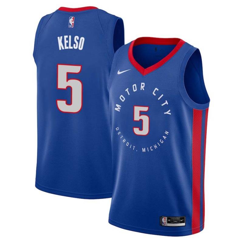 2020-21City Ben Kelso Pistons #5 Twill Basketball Jersey FREE SHIPPING