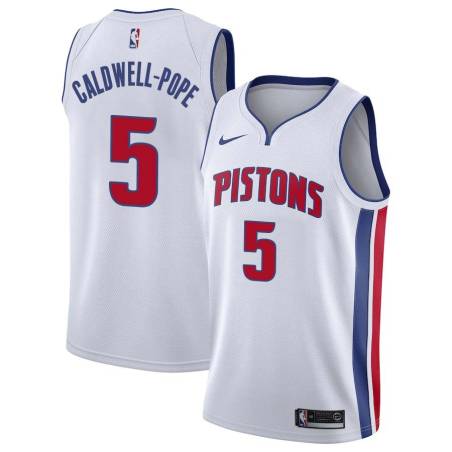 White Kentavious Caldwell-Pope Pistons #5 Twill Basketball Jersey FREE SHIPPING