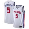 White Kentavious Caldwell-Pope Pistons #5 Twill Basketball Jersey FREE SHIPPING