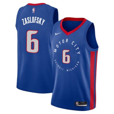 2020-21City Max Zaslofsky Pistons #6 Twill Basketball Jersey FREE SHIPPING