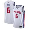 White Red Rocha Pistons #6 Twill Basketball Jersey FREE SHIPPING