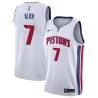 White Leo Klier Pistons #7 Twill Basketball Jersey FREE SHIPPING