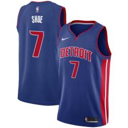 Blue Gene Shue Pistons #7 Twill Basketball Jersey FREE SHIPPING