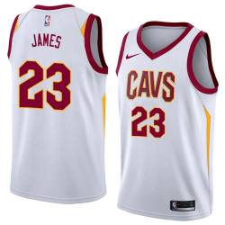 White LeBron James Twill Basketball Jersey -Cavaliers #23 James Twill Jerseys, FREE SHIPPING