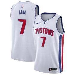 White Dick Atha Pistons #7 Twill Basketball Jersey FREE SHIPPING