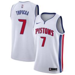 White Kelly Tripucka Pistons #7 Twill Basketball Jersey FREE SHIPPING