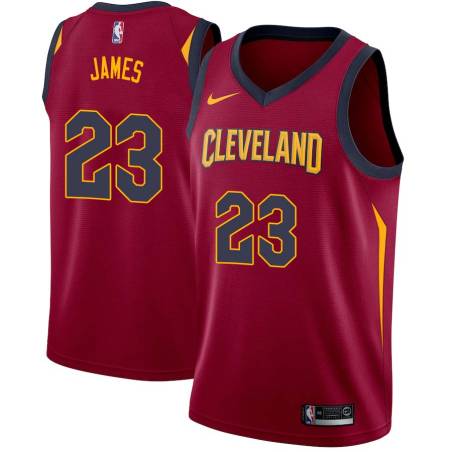 Burgundy LeBron James Twill Basketball Jersey -Cavaliers #23 James Twill Jerseys, FREE SHIPPING