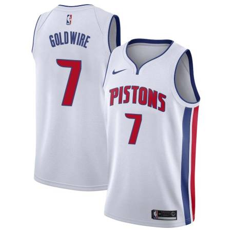 White Anthony Goldwire Pistons #7 Twill Basketball Jersey FREE SHIPPING