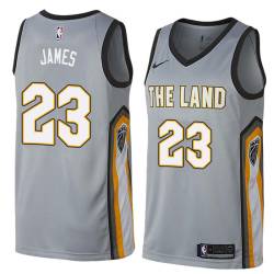 Gray LeBron James Twill Basketball Jersey -Cavaliers #23 James Twill Jerseys, FREE SHIPPING