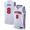 White Corky Devlin Pistons #8 Twill Basketball Jersey FREE SHIPPING